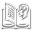 Icona stilizzata di un libro aperto con profilo della mente umana e pezzo di puzzle, simbolo di psicoeducazione, crescita personale, apprendimento cognitivo e letture di psicologia.